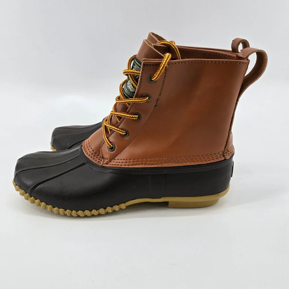 G.H. Bass Catskill Duck Boots Mens Leather Rubber Brown 11 D